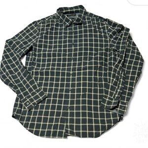 Banana Republic Men's Green and White Checkered Shirt